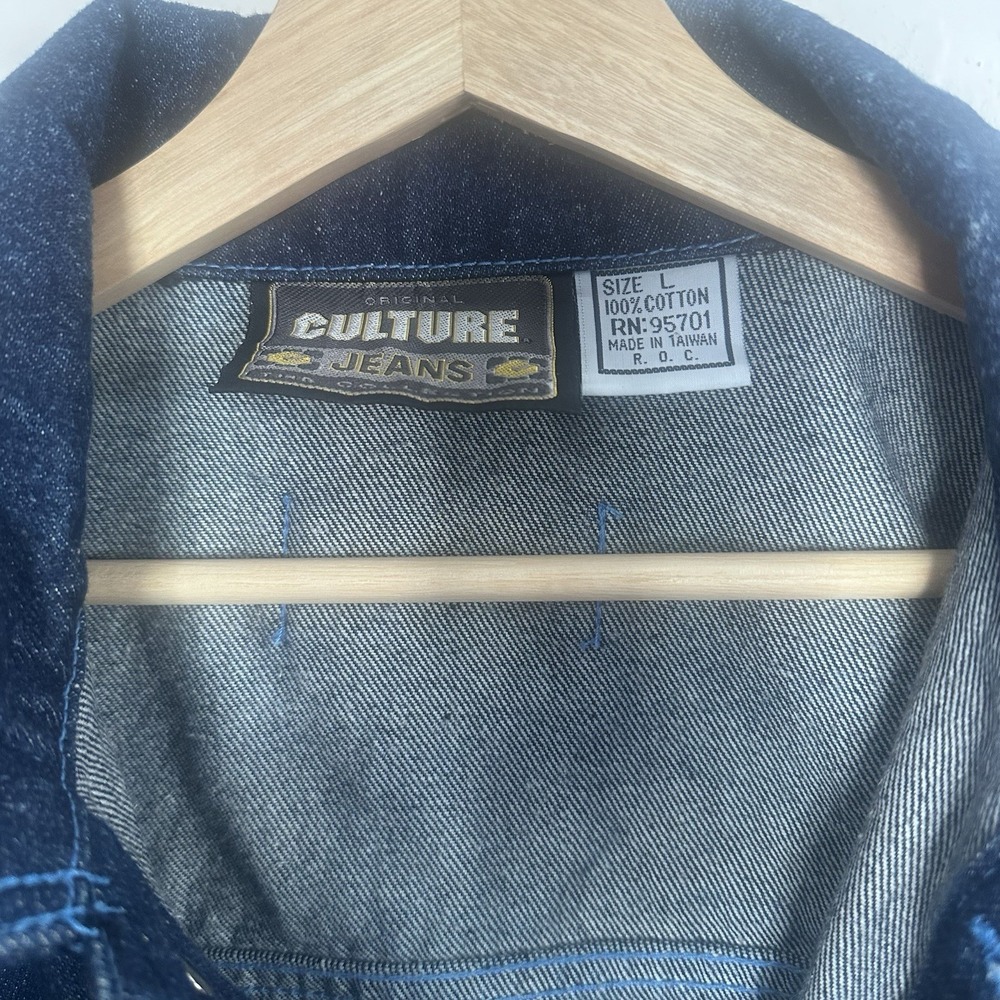 Vintage Y2K 'Culture Jeans' Mens Denim Jacket Hip-Hop Street Wear Work Wear Lg - Picture 2 of 13